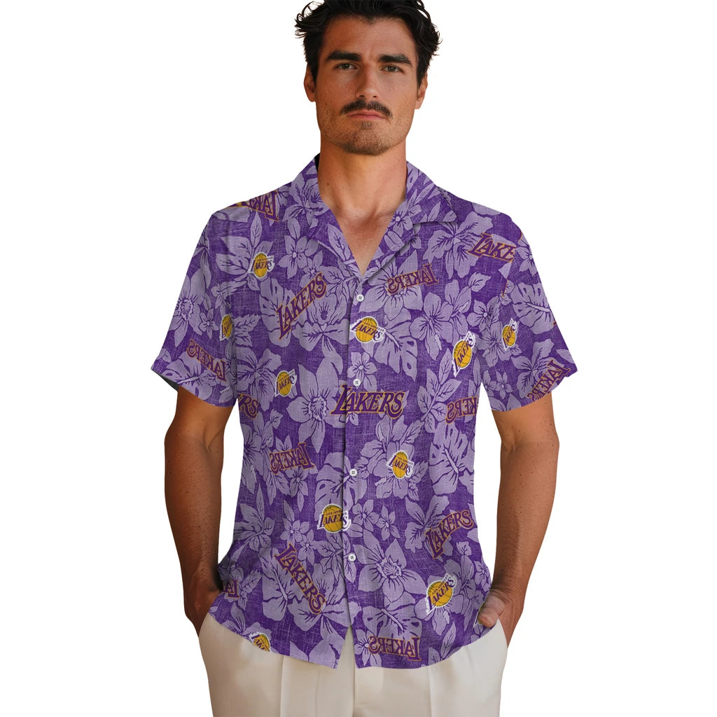 Los Angeles Lakers Hawaiian Shirt - Hibiscus Oasis | Hula Hawaiian Shirts
