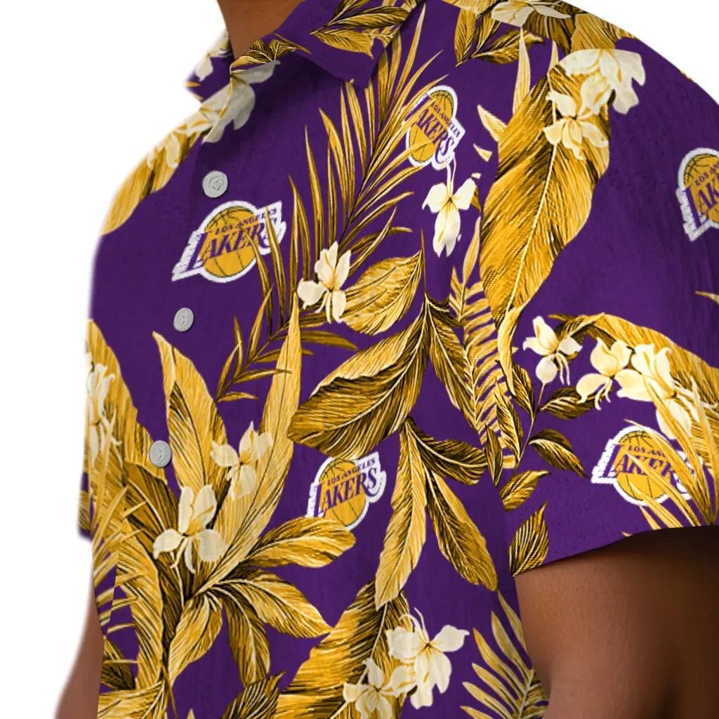 Los Angeles Lakers Hawaiian Shirt - Palm Leaves | Hula Hawaiian Shirts