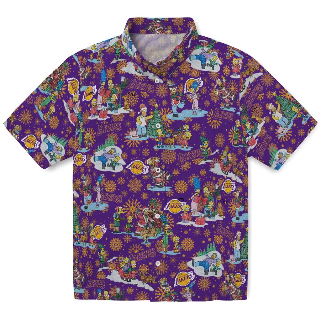 Los Angeles Lakers Hawaiian Shirt - Simpsons Christmas | Hula Hawaiian Shirts