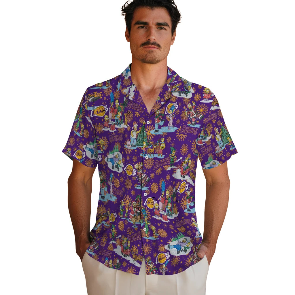 Los Angeles Lakers Hawaiian Shirt - Simpsons Christmas | Hula Hawaiian Shirts