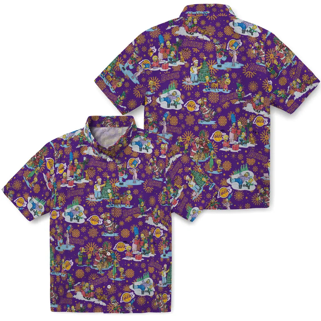 Los Angeles Lakers Hawaiian Shirt - Simpsons Christmas | Hula Hawaiian Shirts