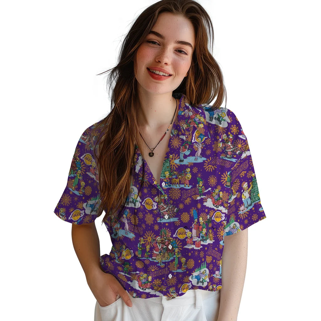 Los Angeles Lakers Hawaiian Shirt - Simpsons Christmas | Hula Hawaiian Shirts