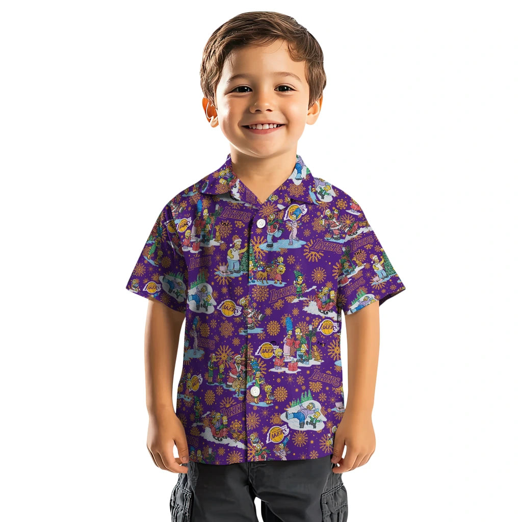 Los Angeles Lakers Hawaiian Shirt - Simpsons Christmas | Hula Hawaiian Shirts