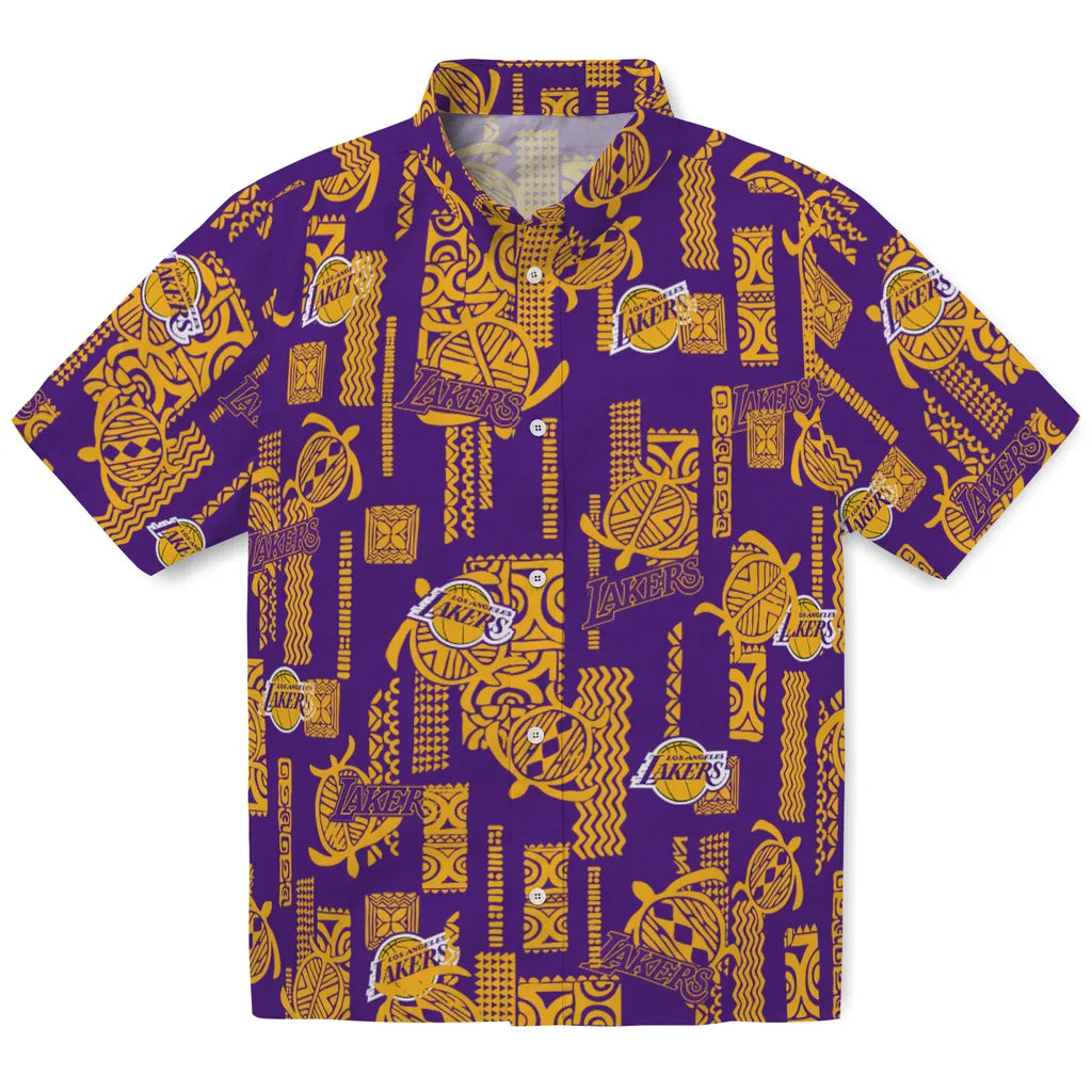 Los Angeles Lakers Hawaiian Shirt - Turtle Lines | Hula Hawaiian Shirts