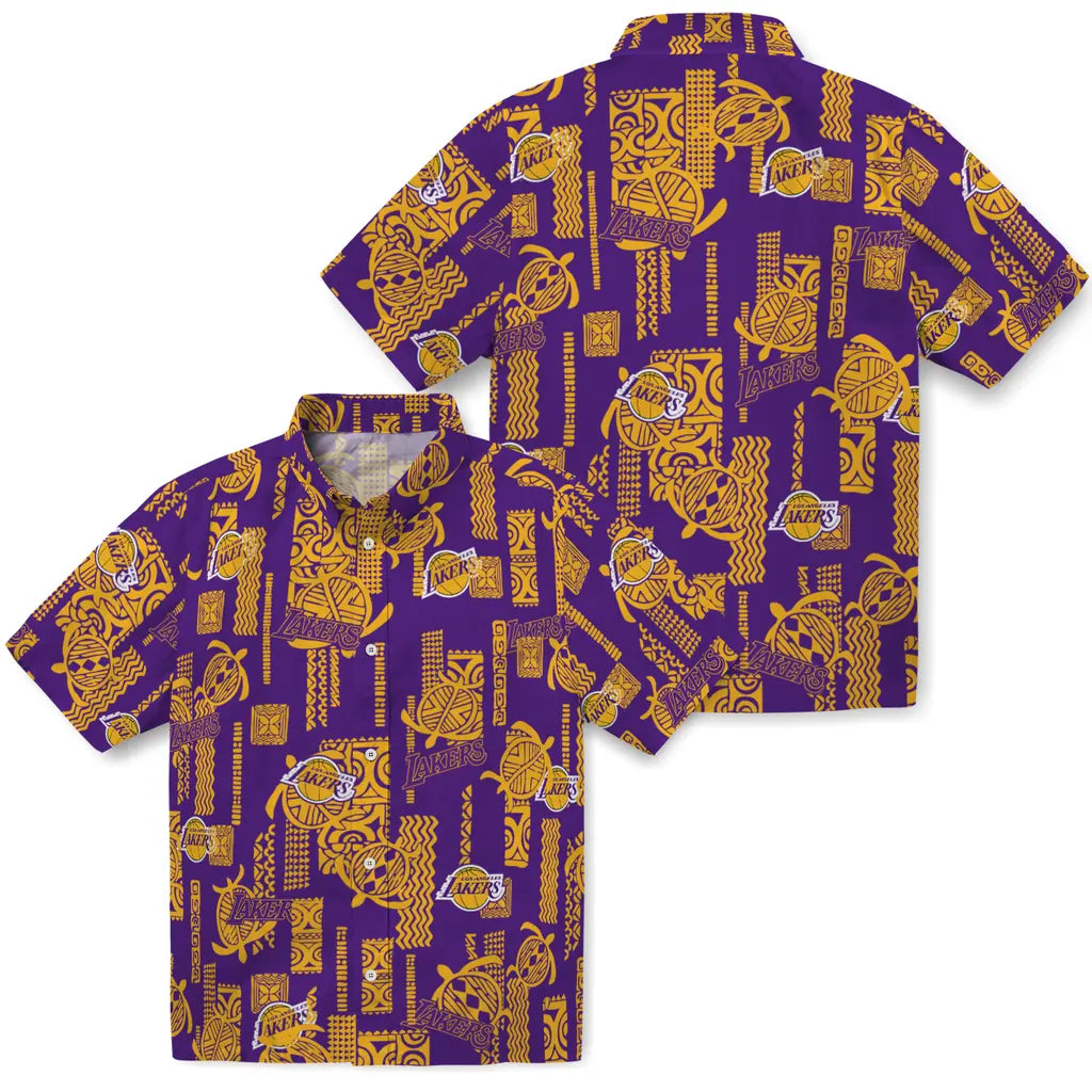 Los Angeles Lakers Hawaiian Shirt - Turtle Lines | Hula Hawaiian Shirts