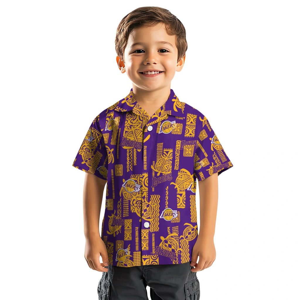 Los Angeles Lakers Hawaiian Shirt - Turtle Lines | Hula Hawaiian Shirts