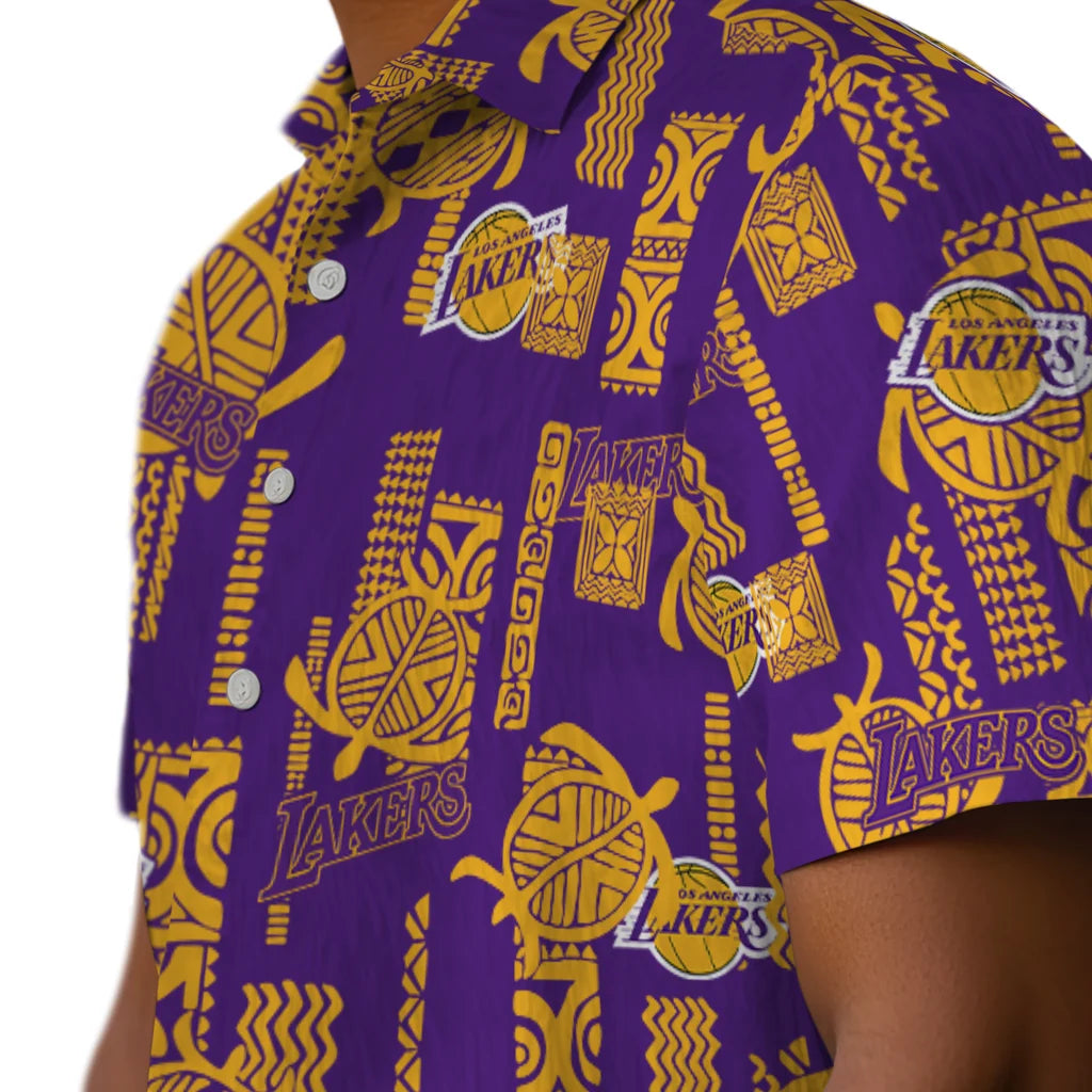 Los Angeles Lakers Hawaiian Shirt - Turtle Lines | Hula Hawaiian Shirts