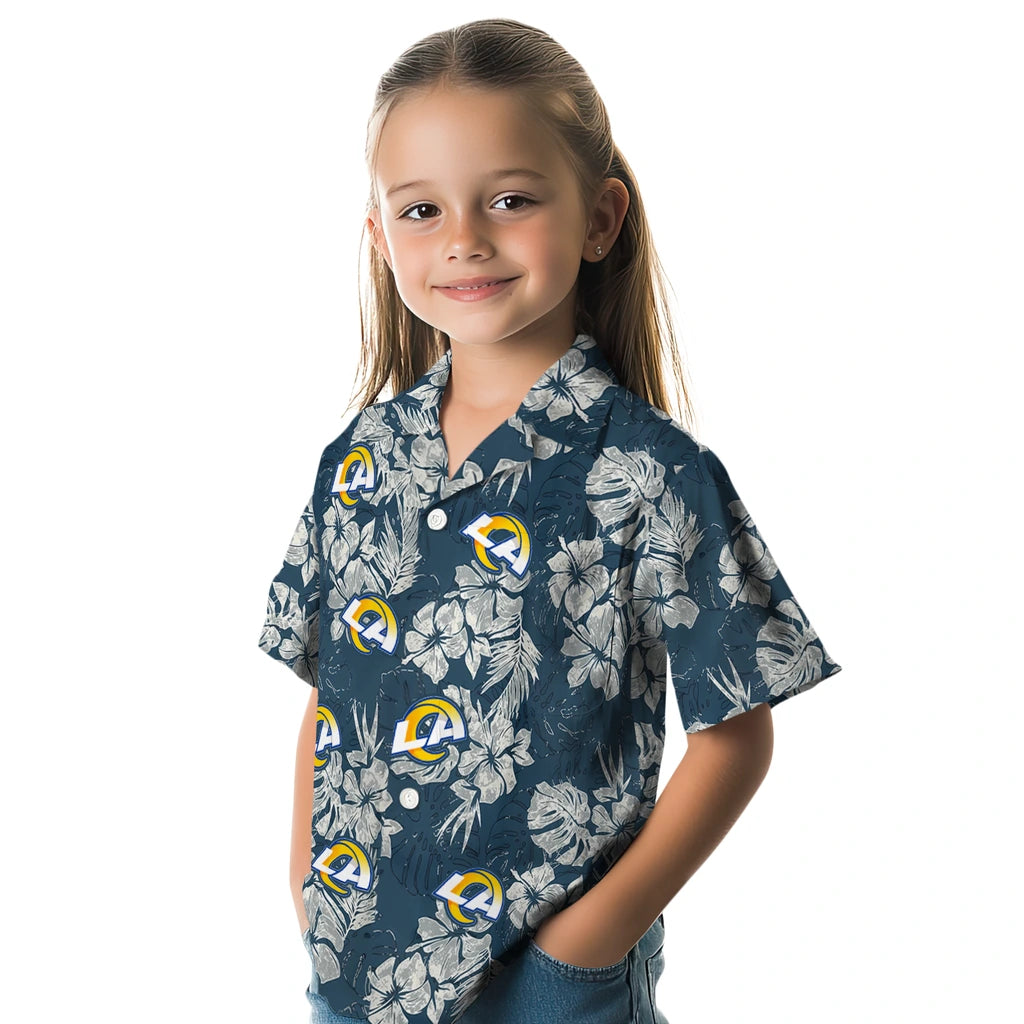 Los Angeles Rams Hawaiian Shirt - Hibiscus Flowers | Hula Hawaiian Shirts