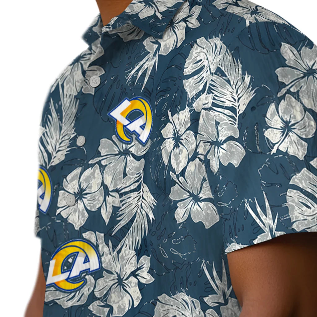 Los Angeles Rams Hawaiian Shirt - Hibiscus Flowers | Hula Hawaiian Shirts