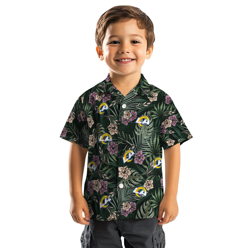 Los Angeles Rams Hawaiian Shirt - Hibiscus Leaves Pattern | Hula Hawaiian Shirts