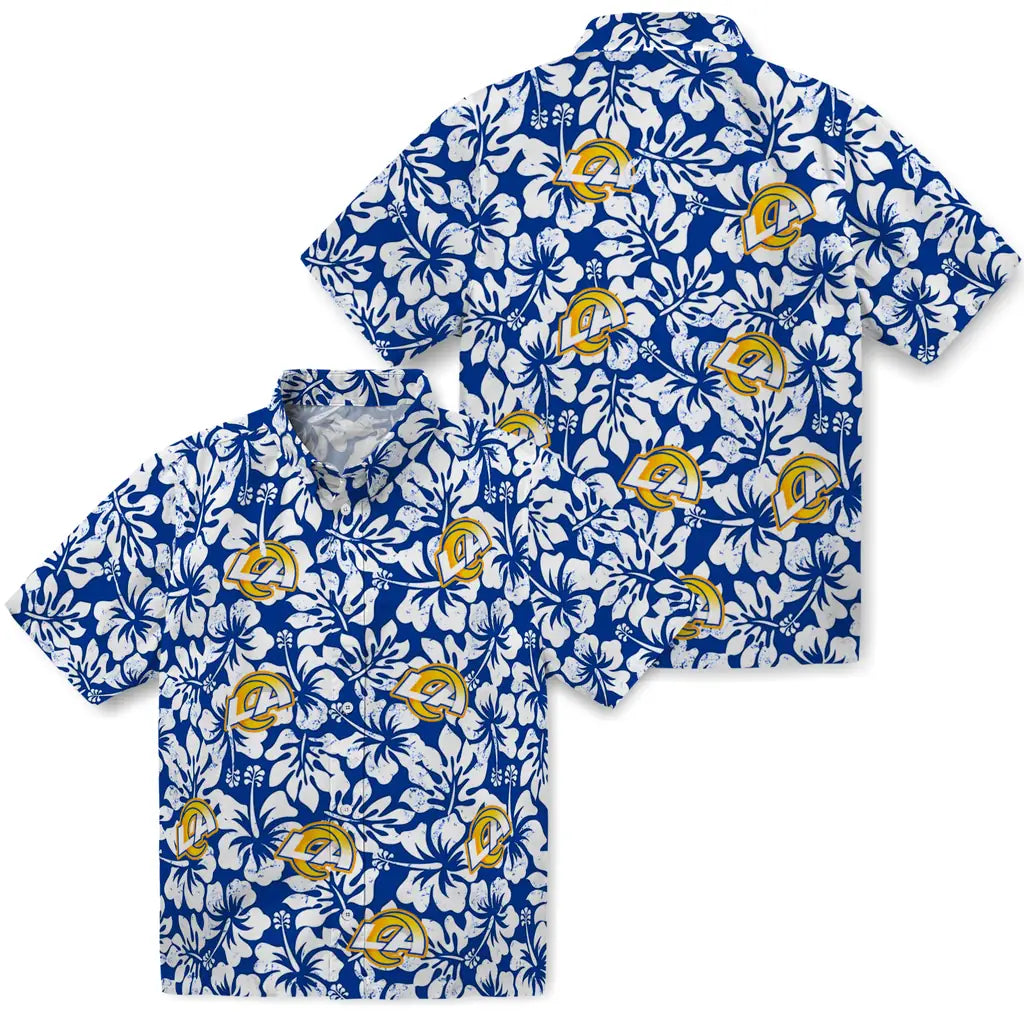 Los Angeles Rams Hawaiian Shirt - Hibiscus Motif | Hula Hawaiian Shirts