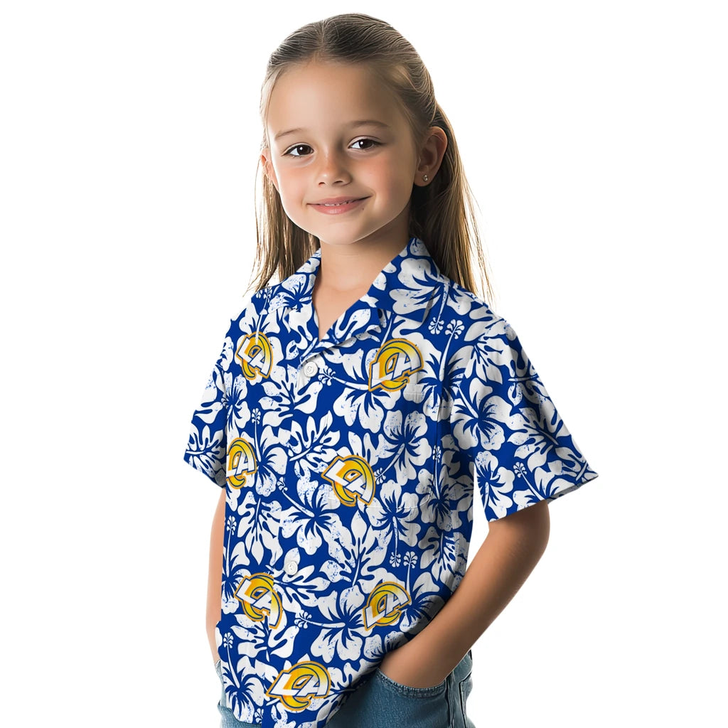 Los Angeles Rams Hawaiian Shirt - Hibiscus Motif | Hula Hawaiian Shirts