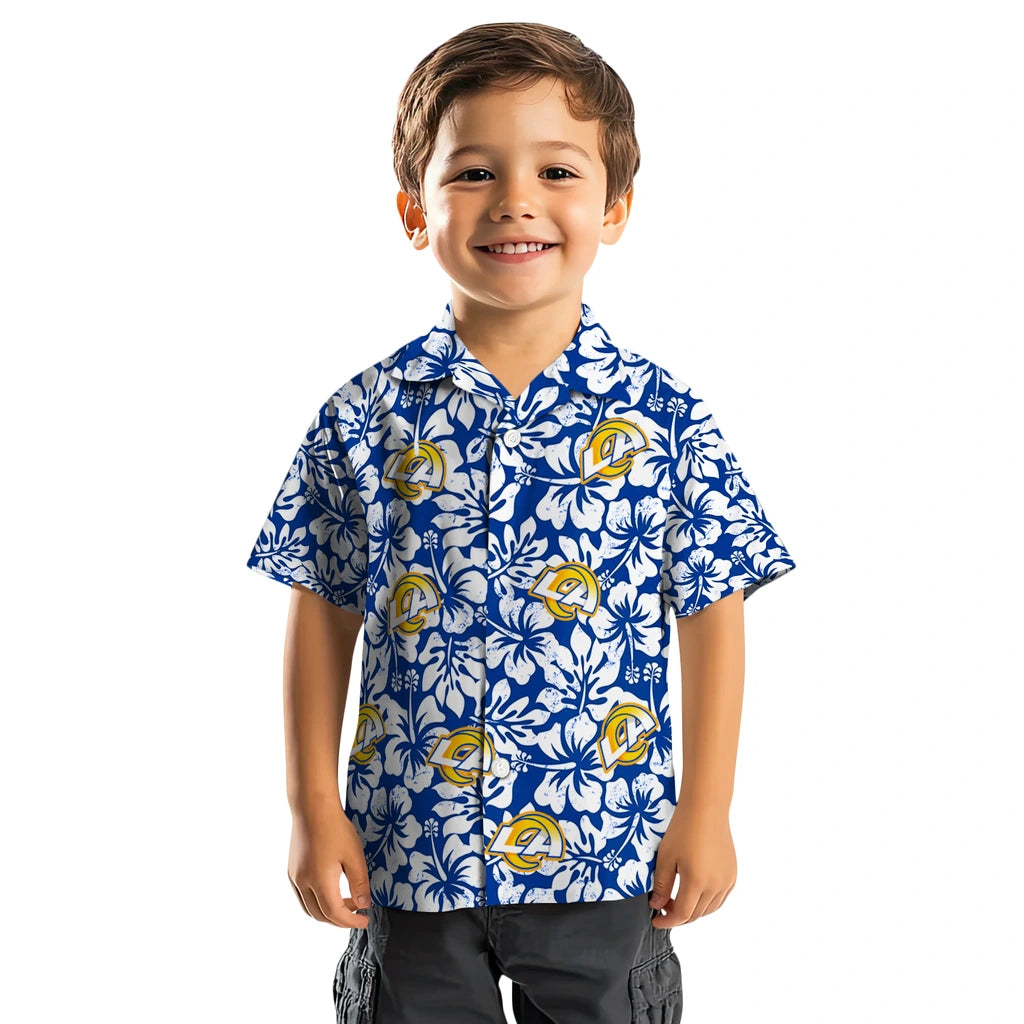 Los Angeles Rams Hawaiian Shirt - Hibiscus Motif | Hula Hawaiian Shirts