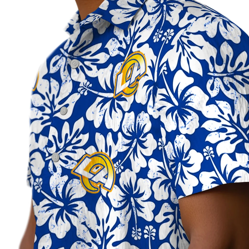 Los Angeles Rams Hawaiian Shirt - Hibiscus Motif | Hula Hawaiian Shirts