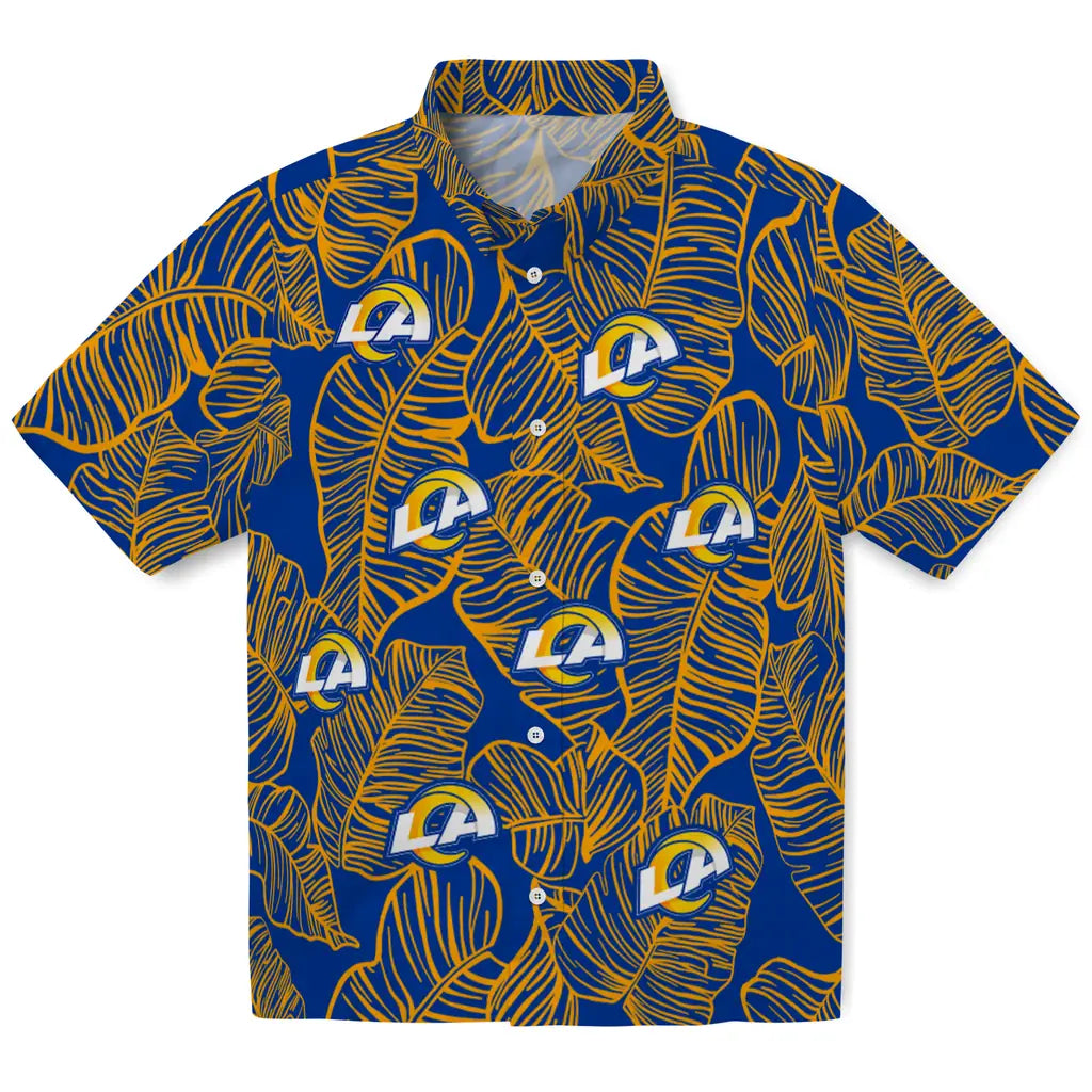 Los Angeles Rams Hawaiian Shirt - Leaf Outline | Hula Hawaiian Shirts