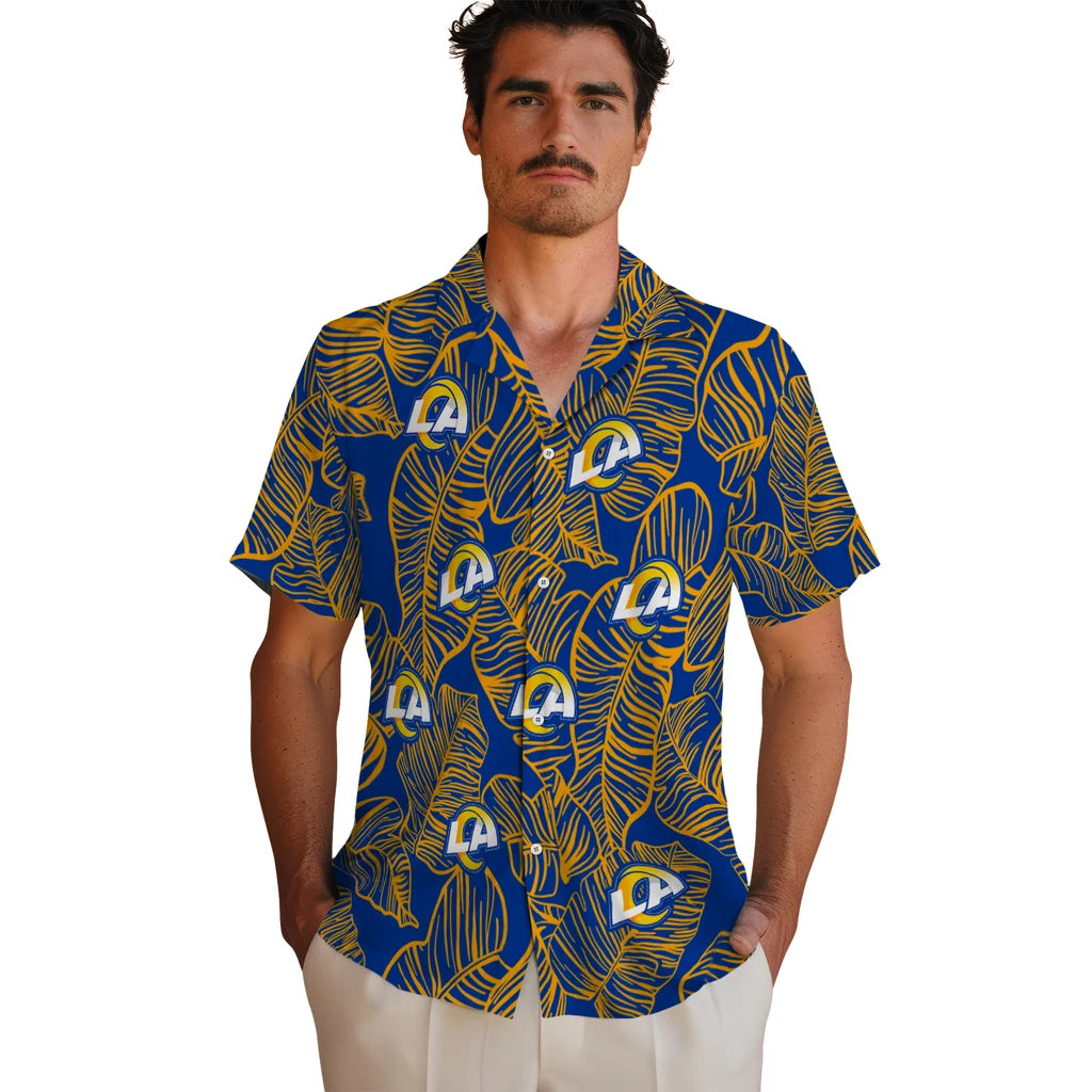 Los Angeles Rams Hawaiian Shirt - Leaf Outline | Hula Hawaiian Shirts