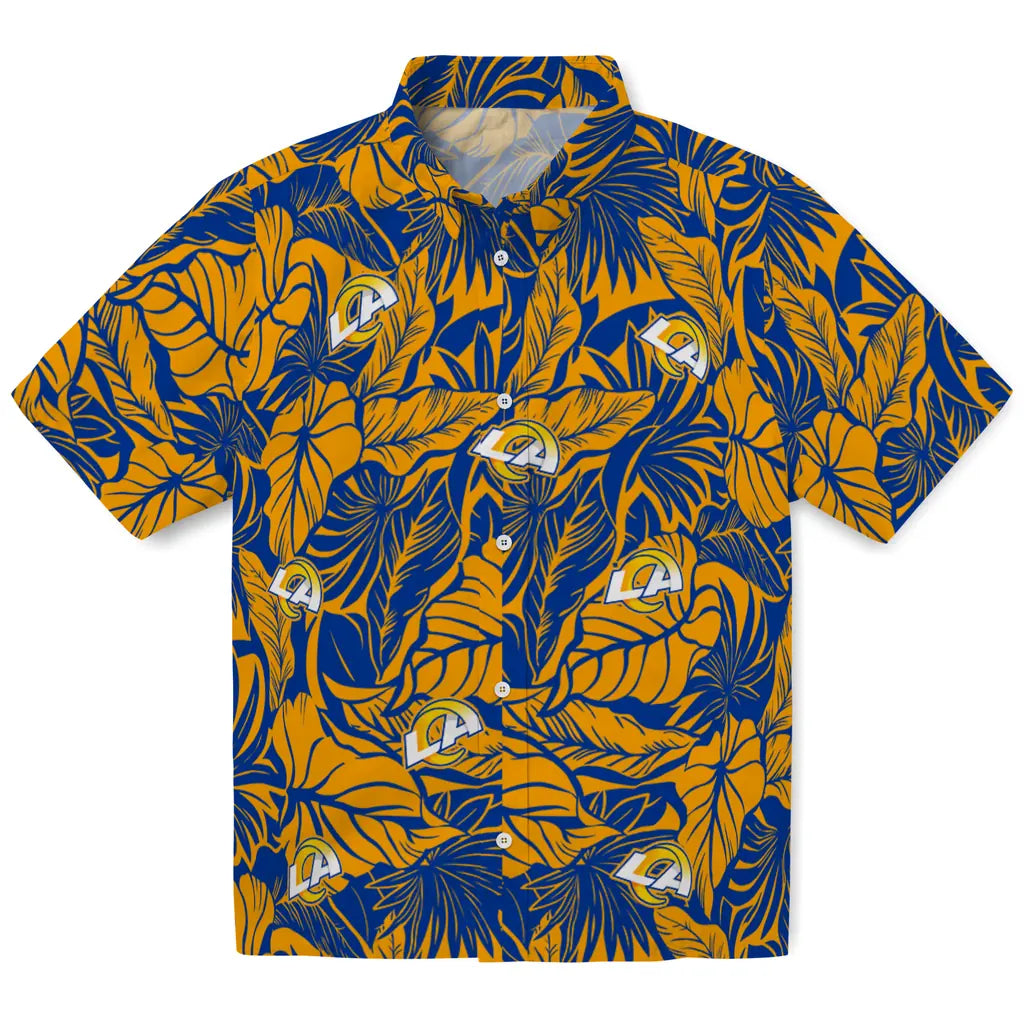 Los Angeles Rams Hawaiian Shirt - Monstera Layer | Hula Hawaiian Shirts