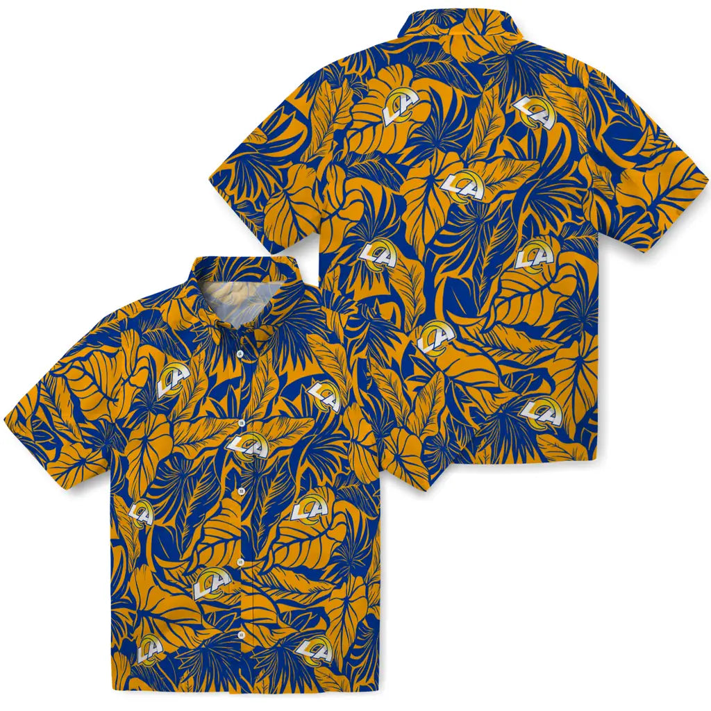 Los Angeles Rams Hawaiian Shirt - Monstera Layer | Hula Hawaiian Shirts