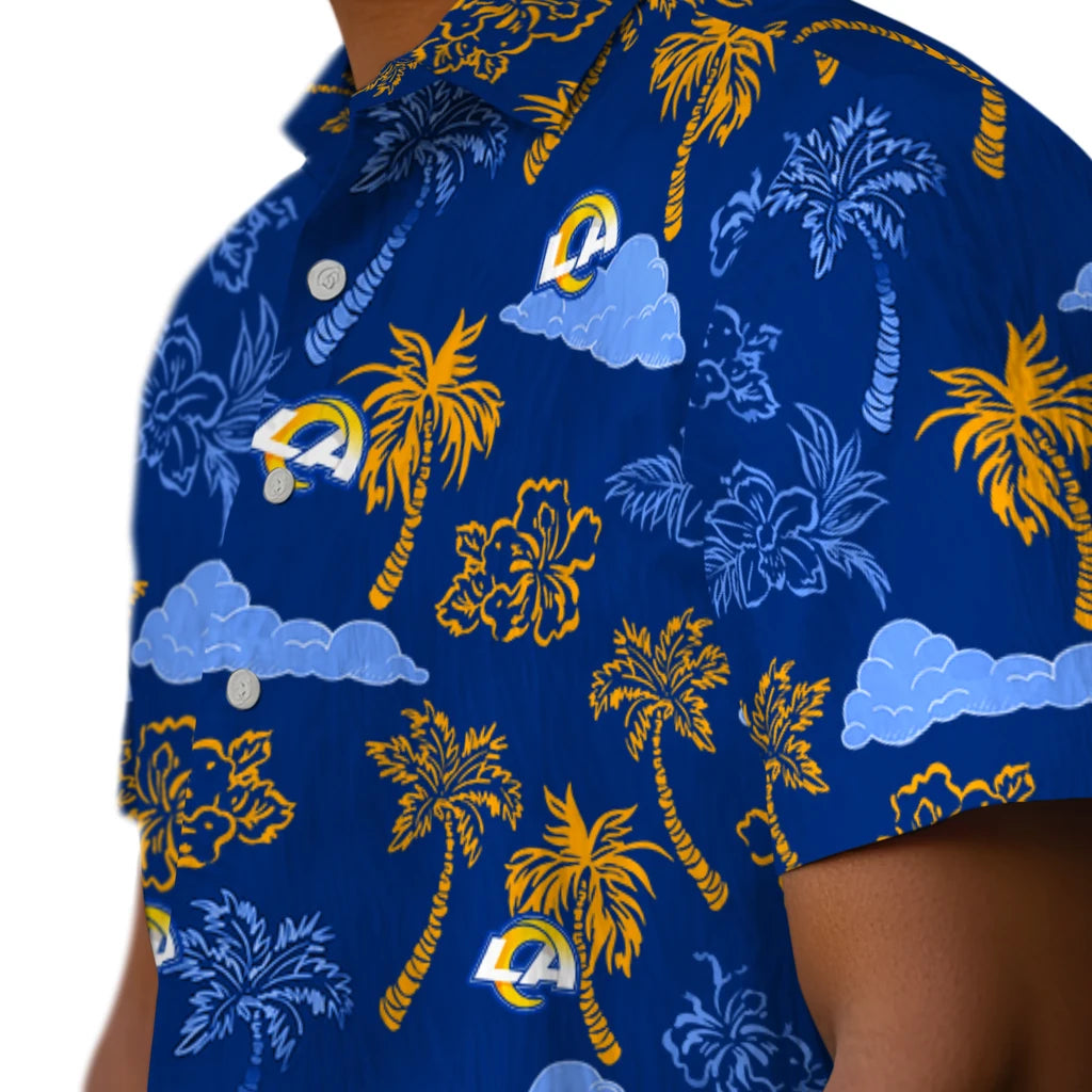 Los Angeles Rams Hawaiian Shirt - Palm And Clouds | Hula Hawaiian Shirts