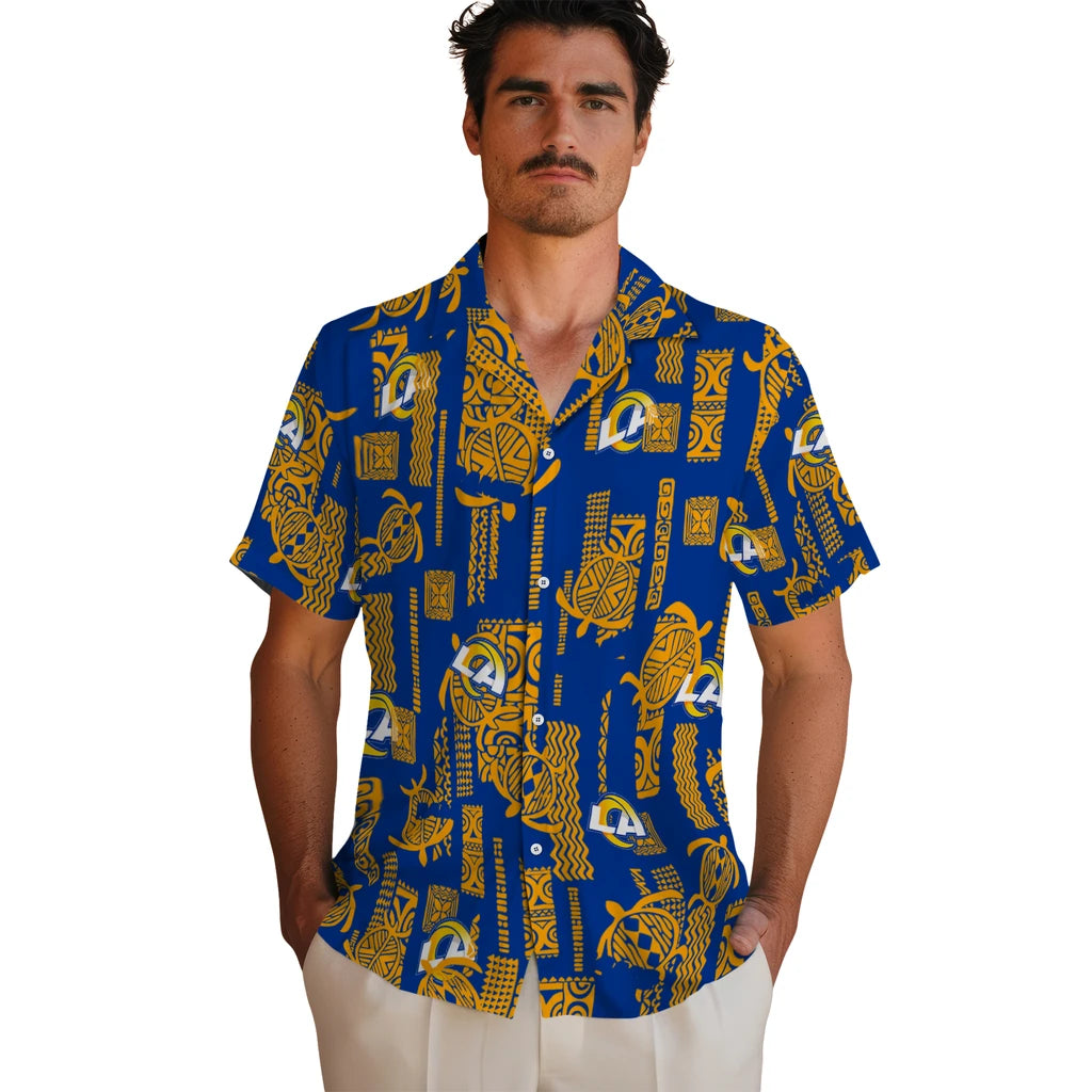 Los Angeles Rams Hawaiian Shirt - Turtle Lines | Hula Hawaiian Shirts