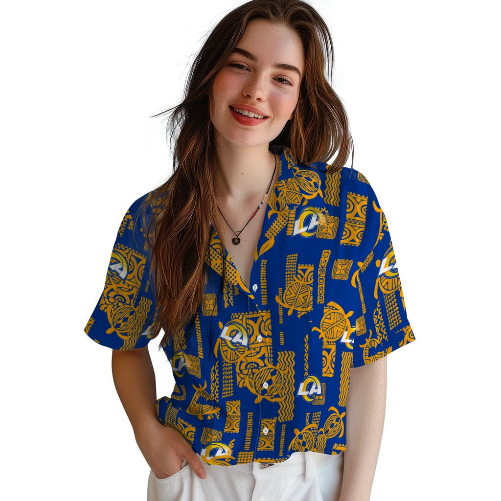Los Angeles Rams Hawaiian Shirt - Turtle Lines | Hula Hawaiian Shirts