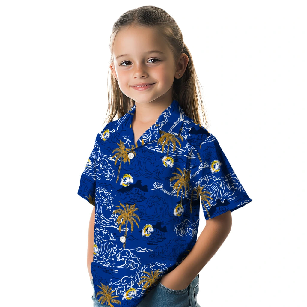 Los Angeles Rams Hawaiian Shirt - Wave Palm | Hula Hawaiian Shirts