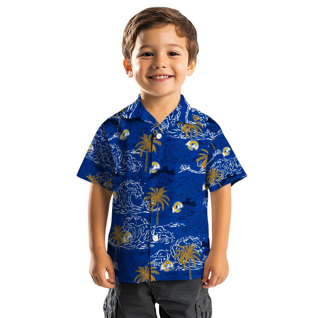 Los Angeles Rams Hawaiian Shirt - Wave Palm | Hula Hawaiian Shirts
