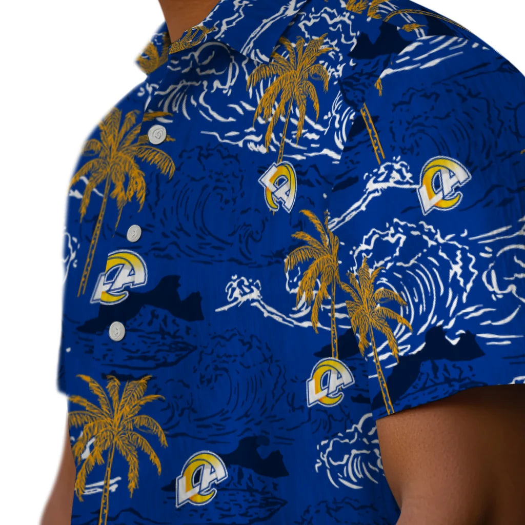 Los Angeles Rams Hawaiian Shirt - Wave Palm | Hula Hawaiian Shirts