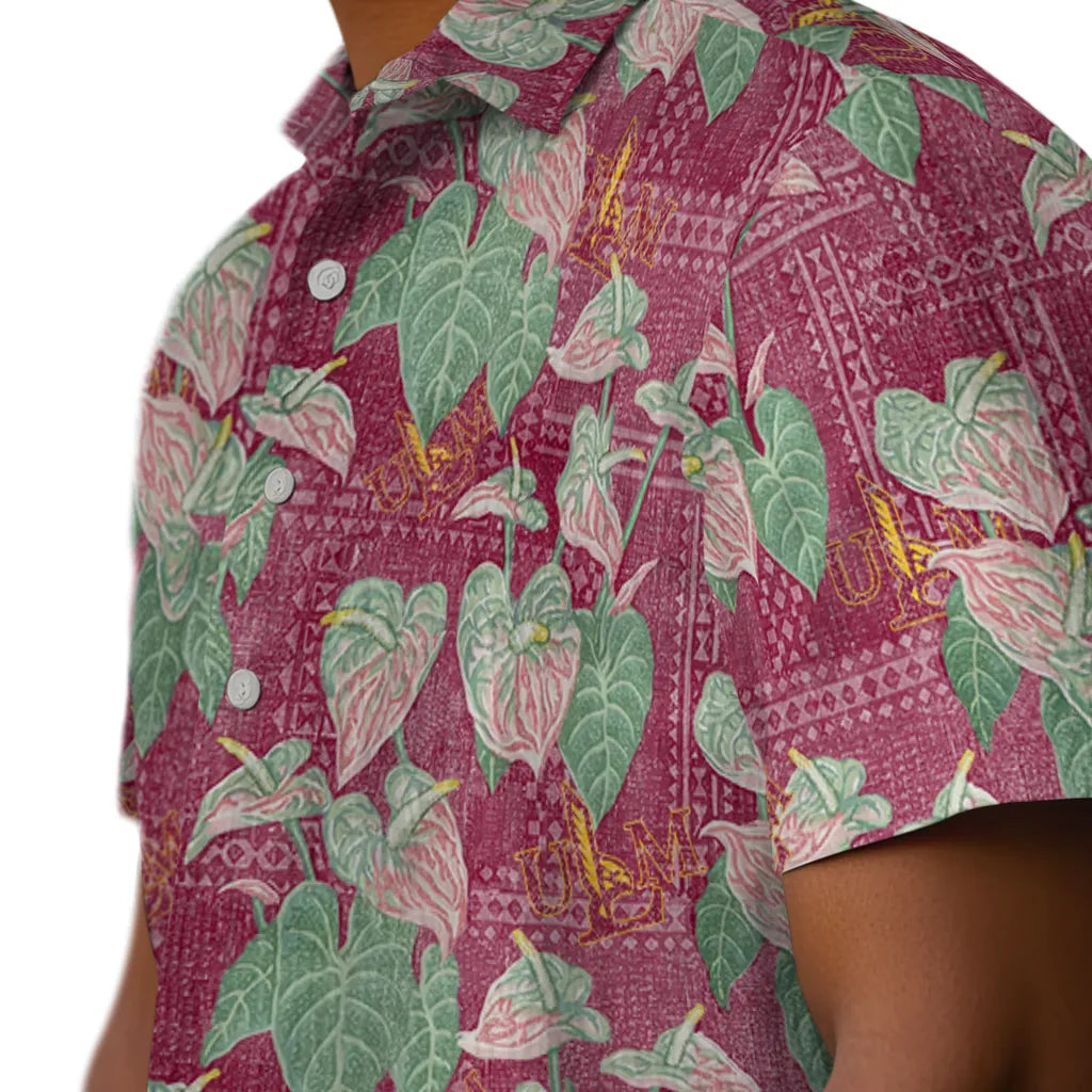 Louisiana-Monroe Warhawks Hawaiian Shirt - Anthurium Overlay | Hula Hawaiian Shirts