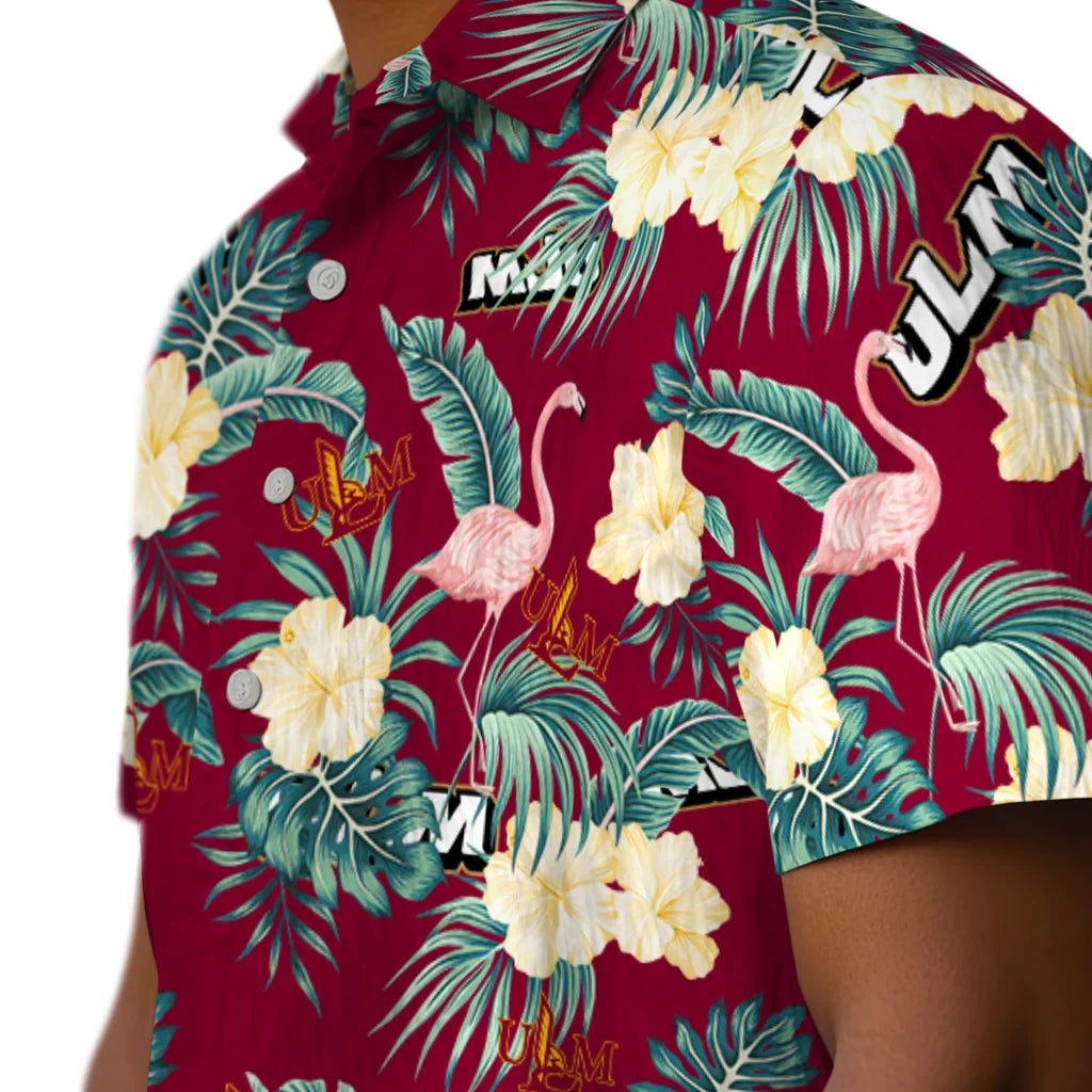 Louisiana-Monroe Warhawks Hawaiian Shirt - Flamingo and Hibiscus | Hula Hawaiian Shirts