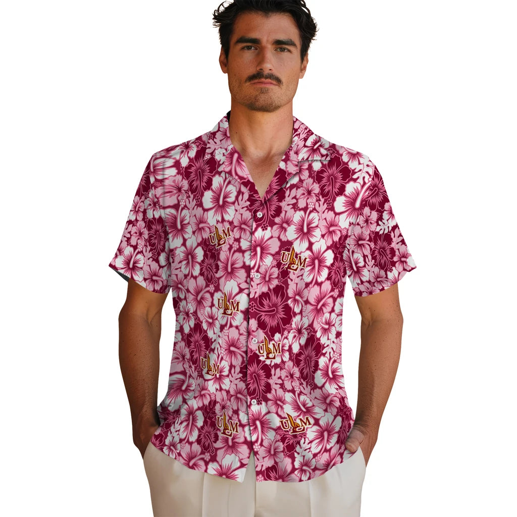 Louisiana-Monroe Warhawks Hawaiian Shirt - Hibiscus Blooms | Hula Hawaiian Shirts