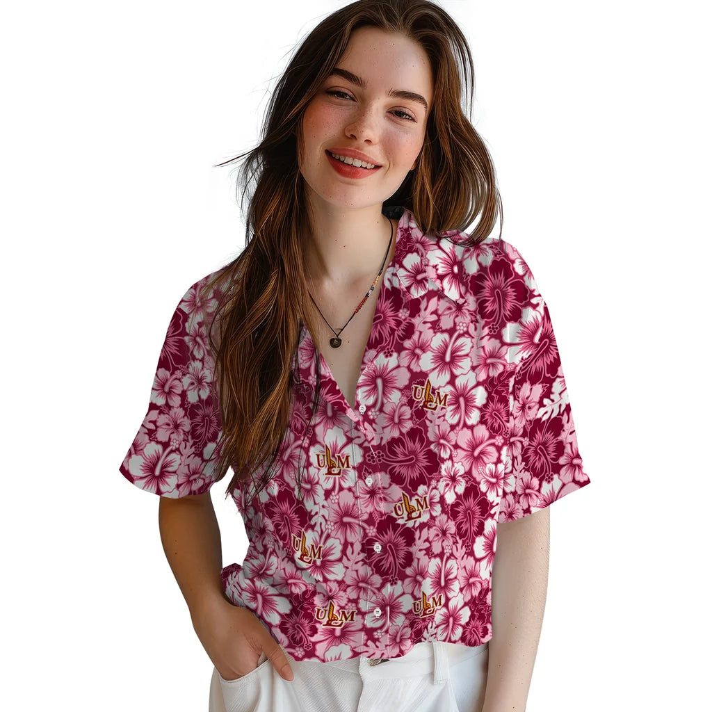 Louisiana-Monroe Warhawks Hawaiian Shirt - Hibiscus Blooms | Hula Hawaiian Shirts