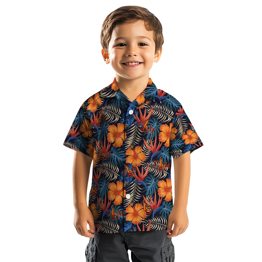 Louisiana-Monroe Warhawks Hawaiian Shirt - Hibiscus Foliage | Hula Hawaiian Shirts