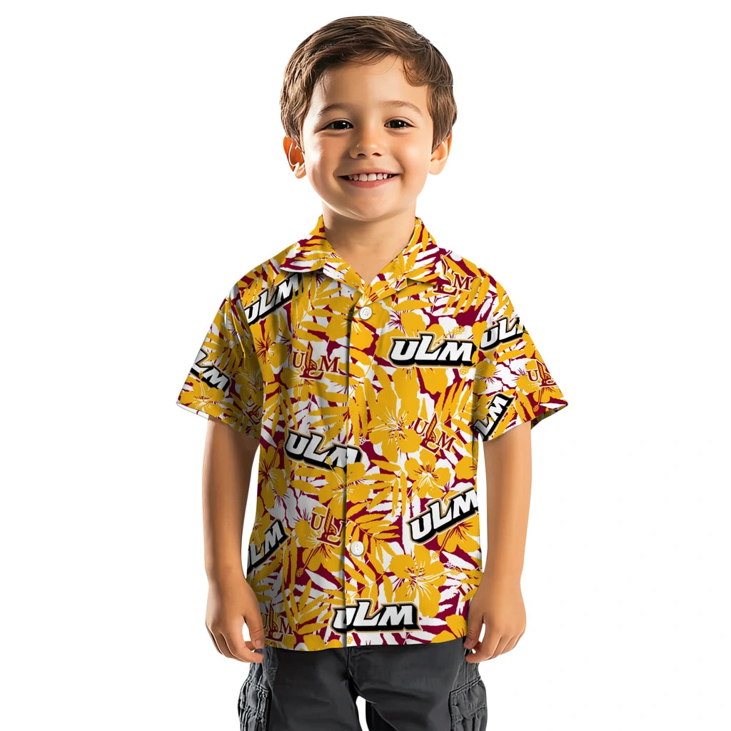 Louisiana-Monroe Warhawks Hawaiian Shirt - Hibiscus Overlay | Hula Hawaiian Shirts