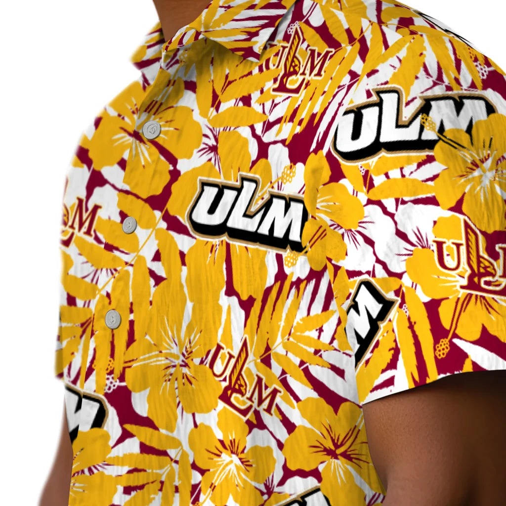 Louisiana-Monroe Warhawks Hawaiian Shirt - Hibiscus Overlay | Hula Hawaiian Shirts