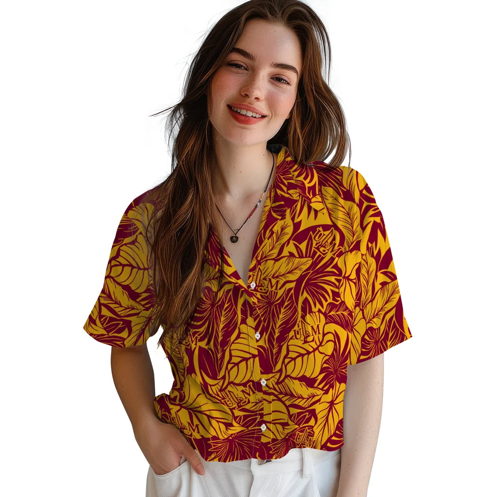 Louisiana-Monroe Warhawks Hawaiian Shirt - Monstera Layer | Hula Hawaiian Shirts