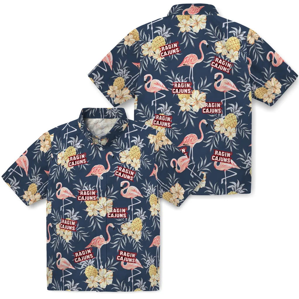 Louisiana Ragin' Cajuns Hawaiian Shirt - Flamingo Hibiscus | Hula Hawaiian Shirts
