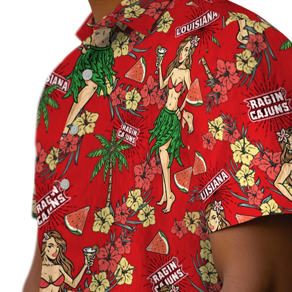 Louisiana Ragin' Cajuns Hawaiian Shirt - Hawaiian Girls Design | Hula Hawaiian Shirts