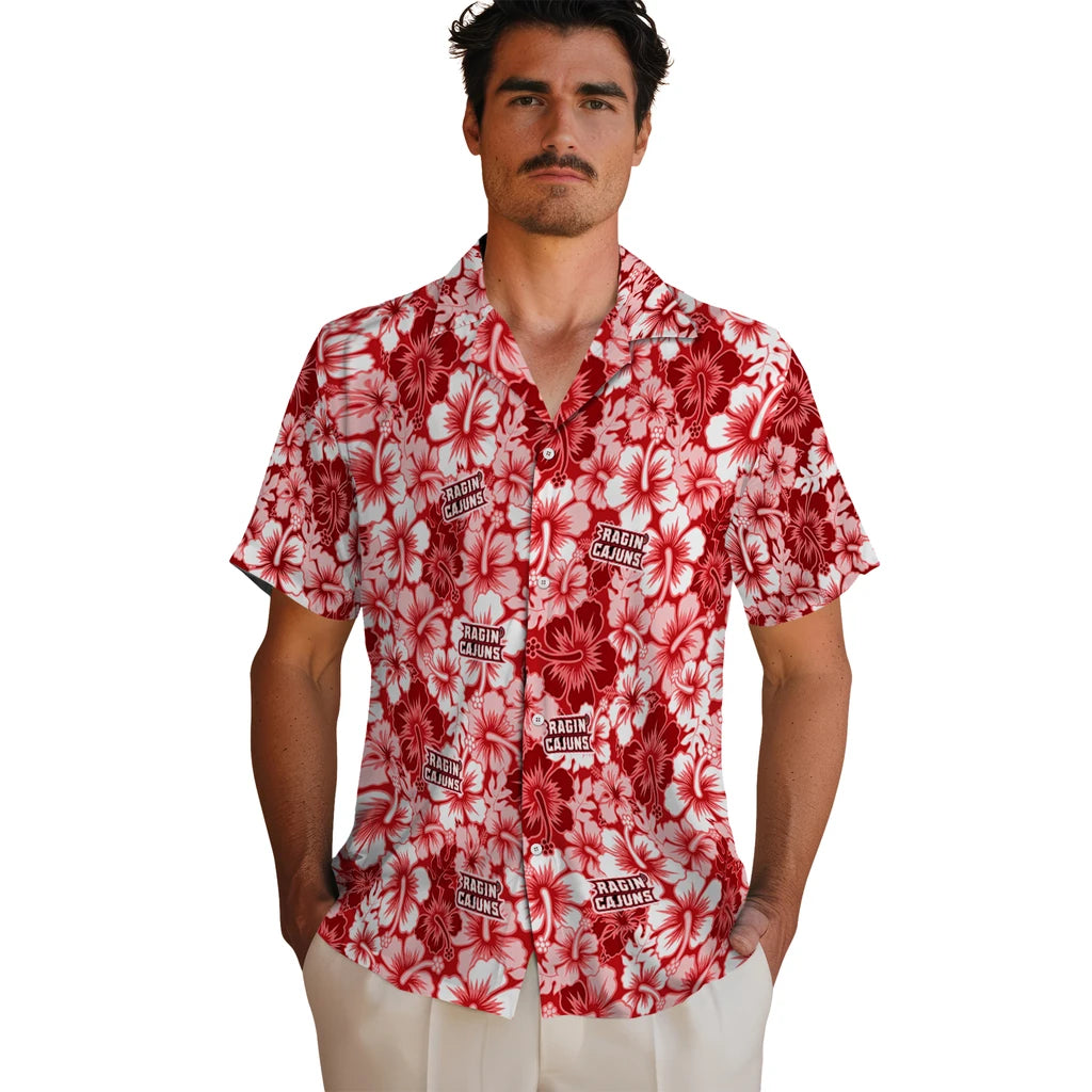 Louisiana Ragin' Cajuns Hawaiian Shirt - Hibiscus Blooms | Hula Hawaiian Shirts