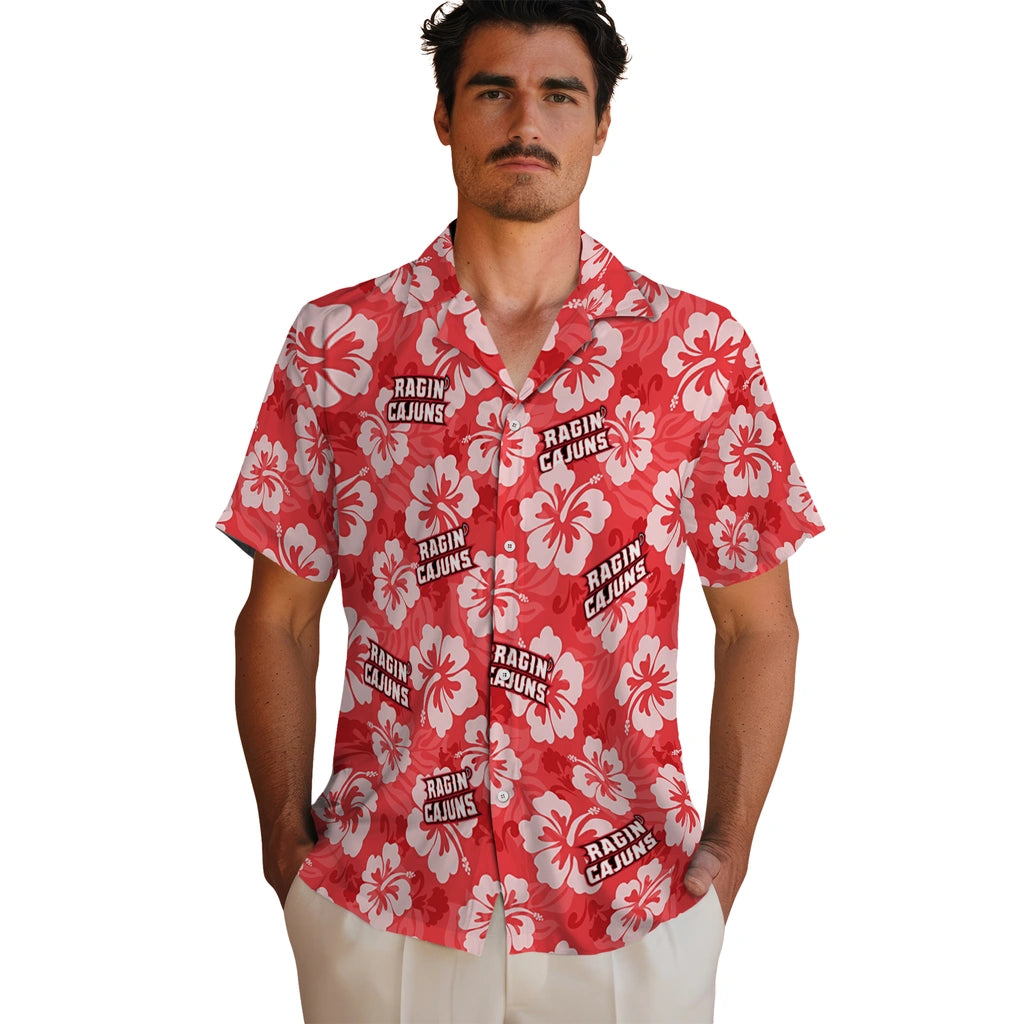 Louisiana Ragin' Cajuns Hawaiian Shirt - Hibiscus Cluster | Hula Hawaiian Shirts