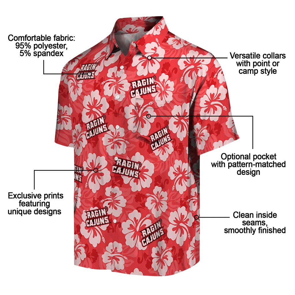 Louisiana Ragin' Cajuns Hawaiian Shirt - Hibiscus Cluster | Hula Hawaiian Shirts