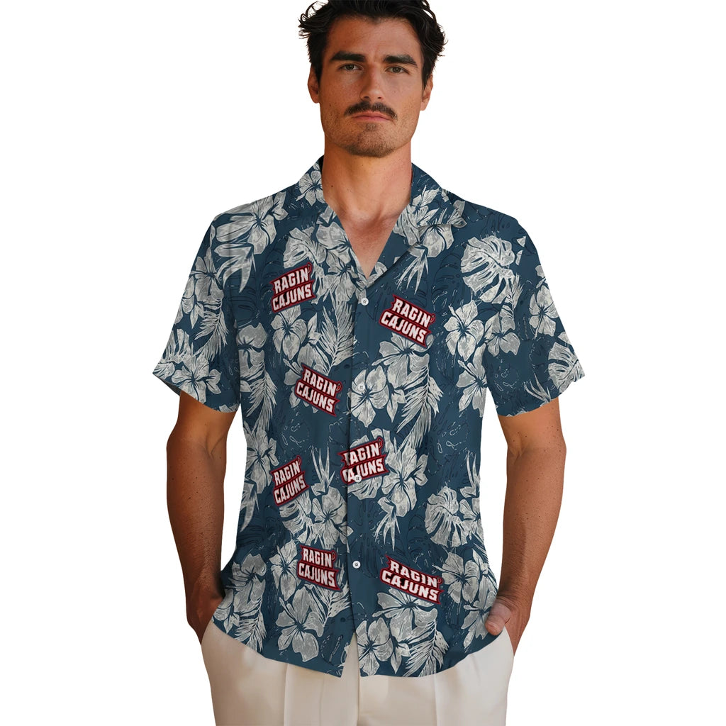 Louisiana Ragin' Cajuns Hawaiian Shirt - Hibiscus Flowers | Hula Hawaiian Shirts