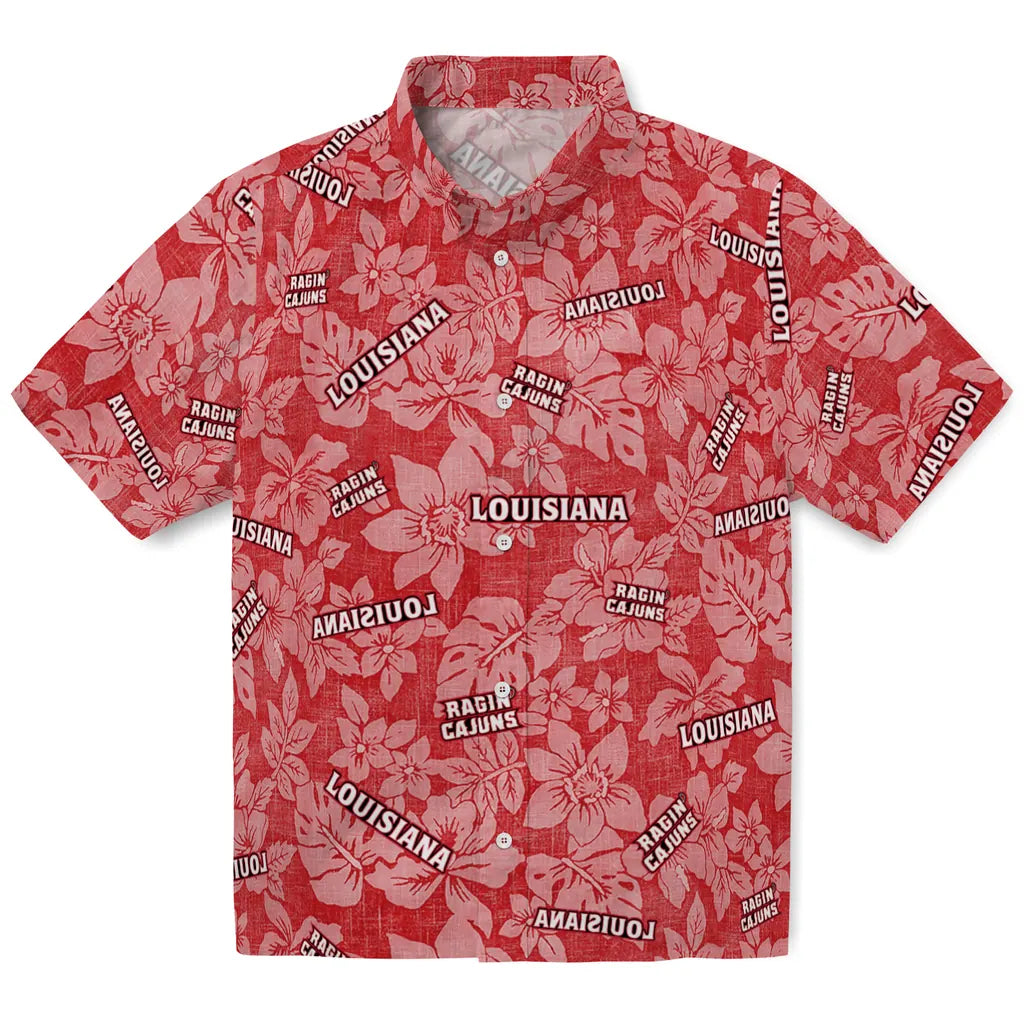 Louisiana Ragin' Cajuns Hawaiian Shirt - Hibiscus Oasis | Hula Hawaiian Shirts