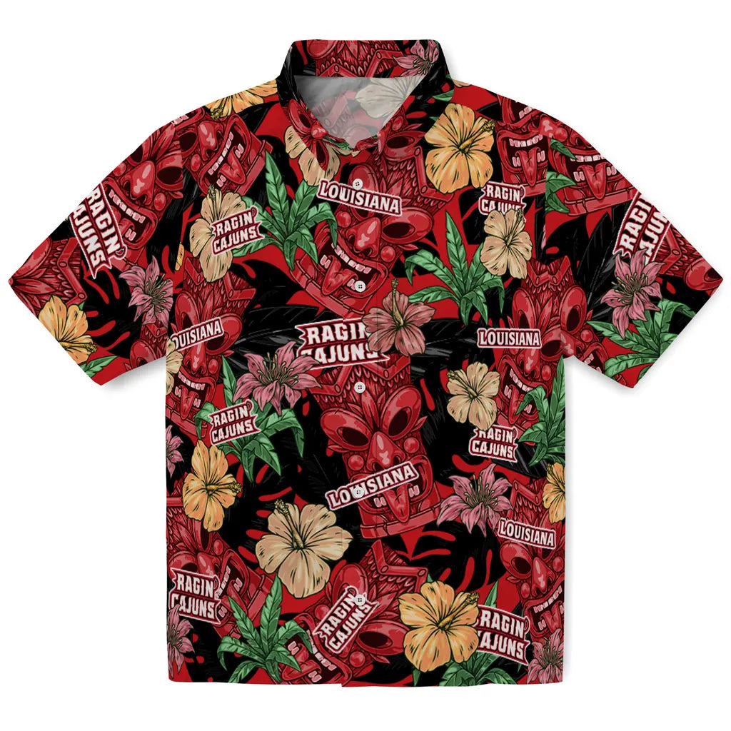 Louisiana Ragin' Cajuns Hawaiian Shirt - Hibiscus Tiki Jungle | Hula Hawaiian Shirts