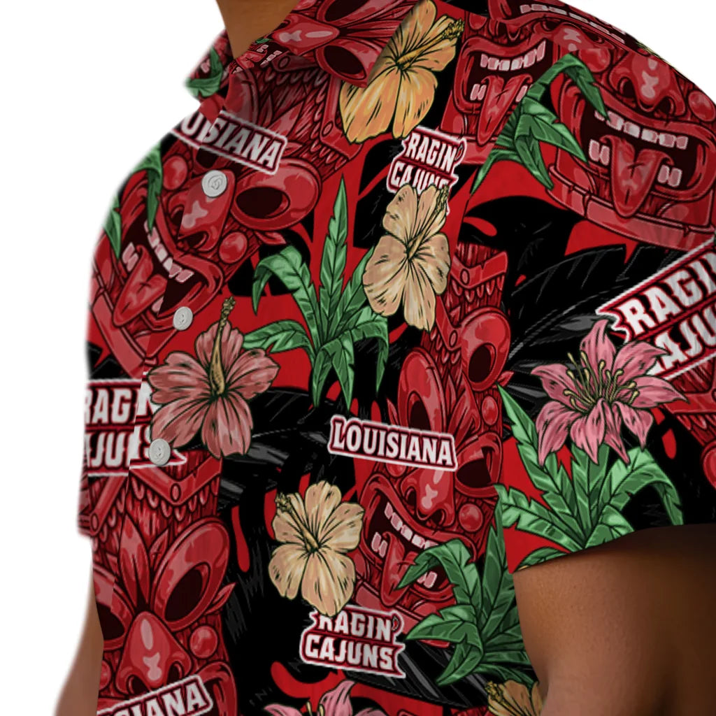Louisiana Ragin' Cajuns Hawaiian Shirt - Hibiscus Tiki Jungle | Hula Hawaiian Shirts