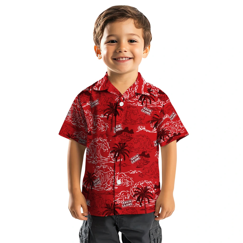 Louisiana Ragin' Cajuns Hawaiian Shirt - Wave Palm | Hula Hawaiian Shirts