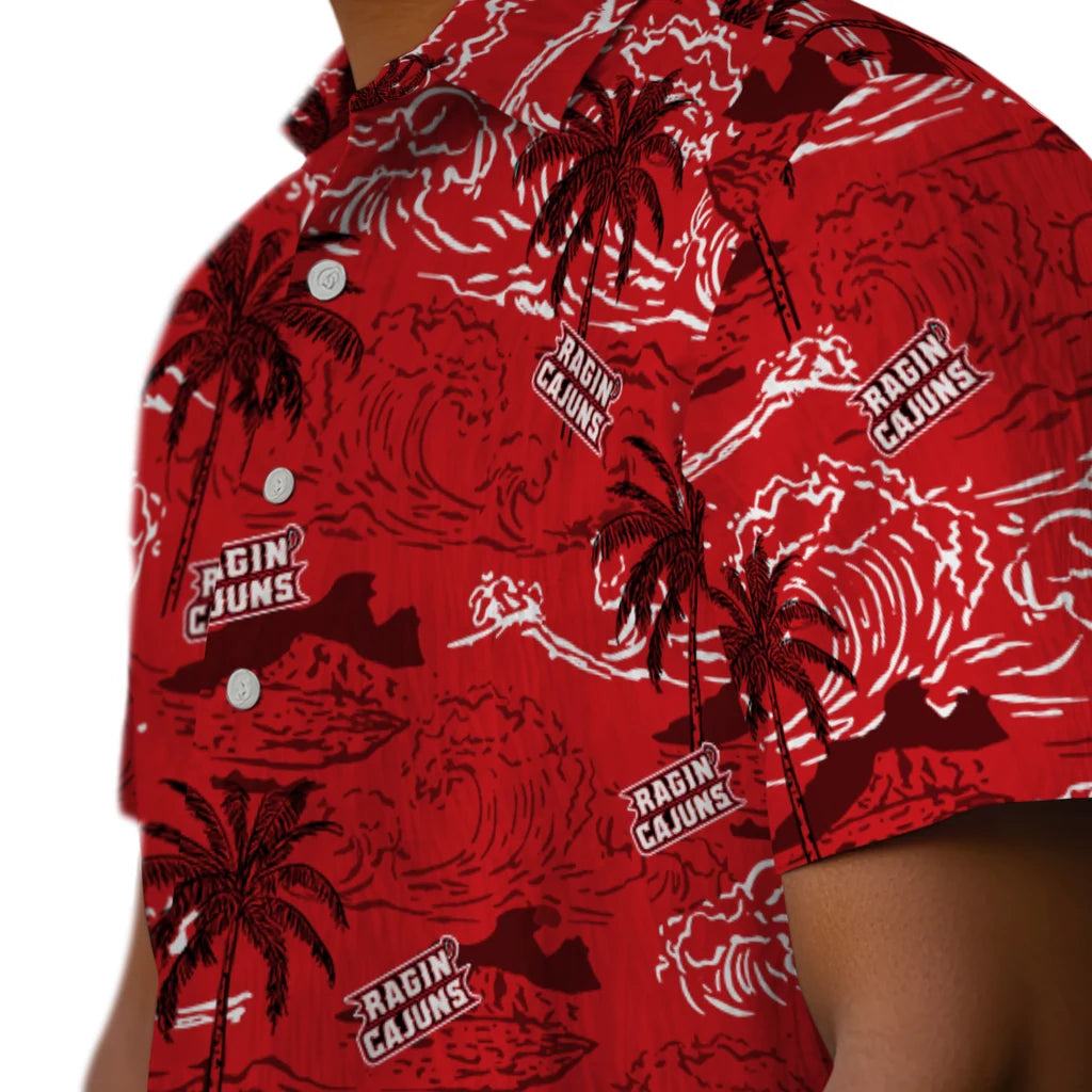 Louisiana Ragin' Cajuns Hawaiian Shirt - Wave Palm | Hula Hawaiian Shirts