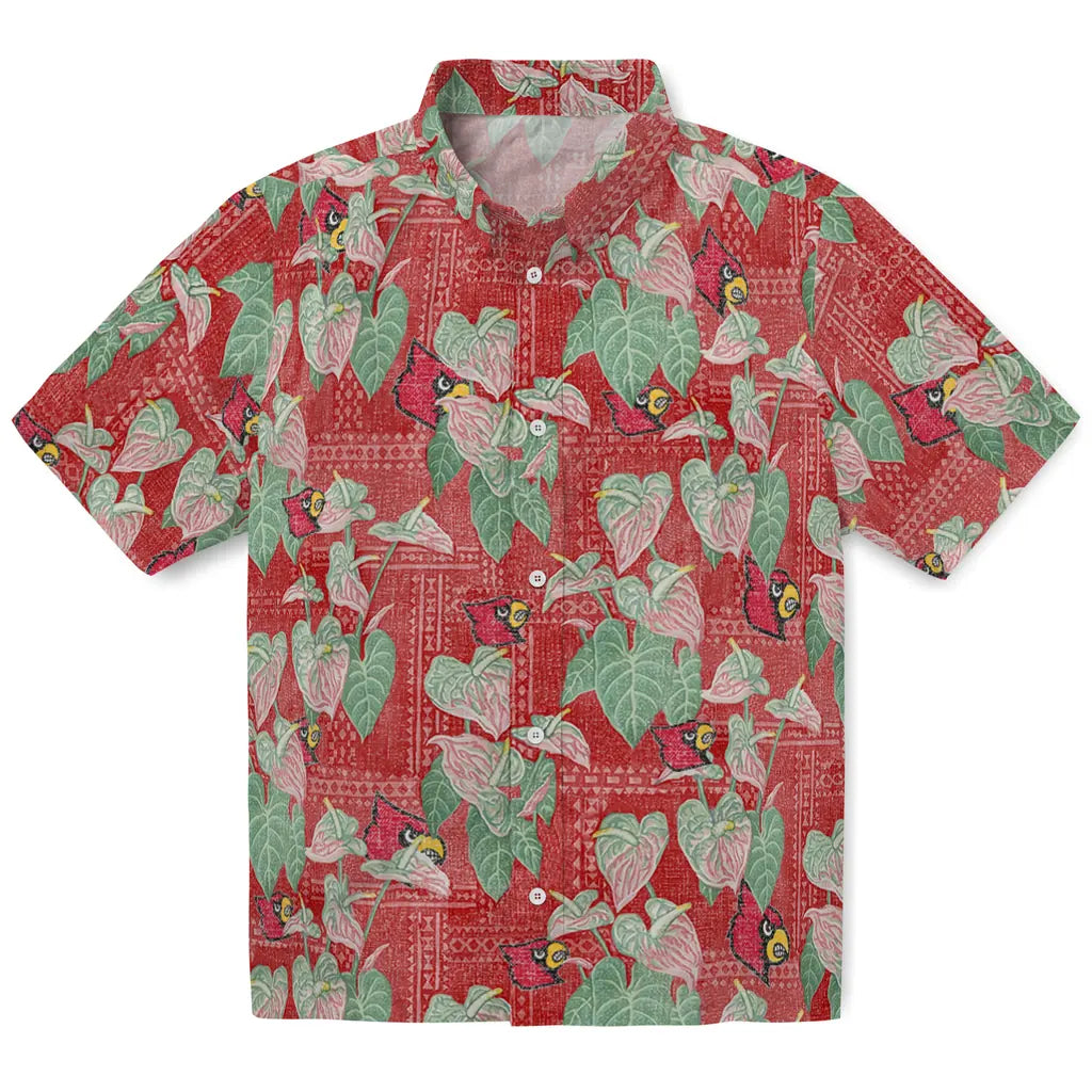 Louisville Cardinals Hawaiian Shirt - Anthurium Overlay | Hula Hawaiian Shirts