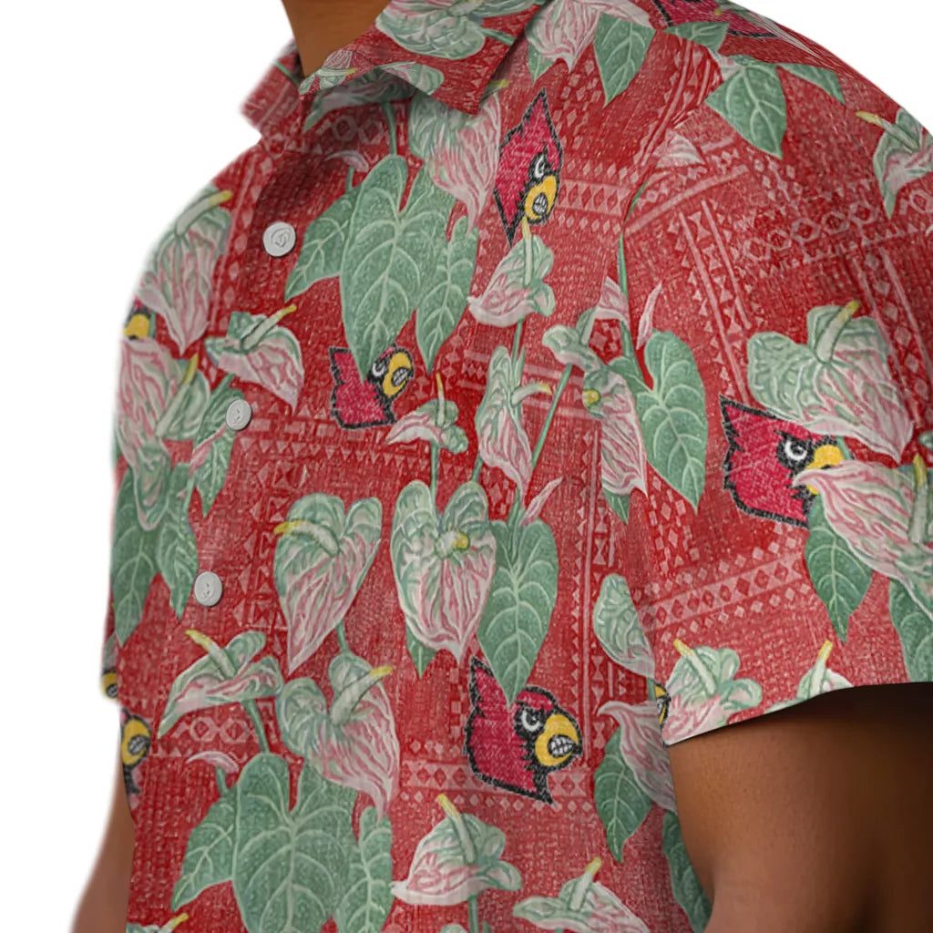 Louisville Cardinals Hawaiian Shirt - Anthurium Overlay | Hula Hawaiian Shirts
