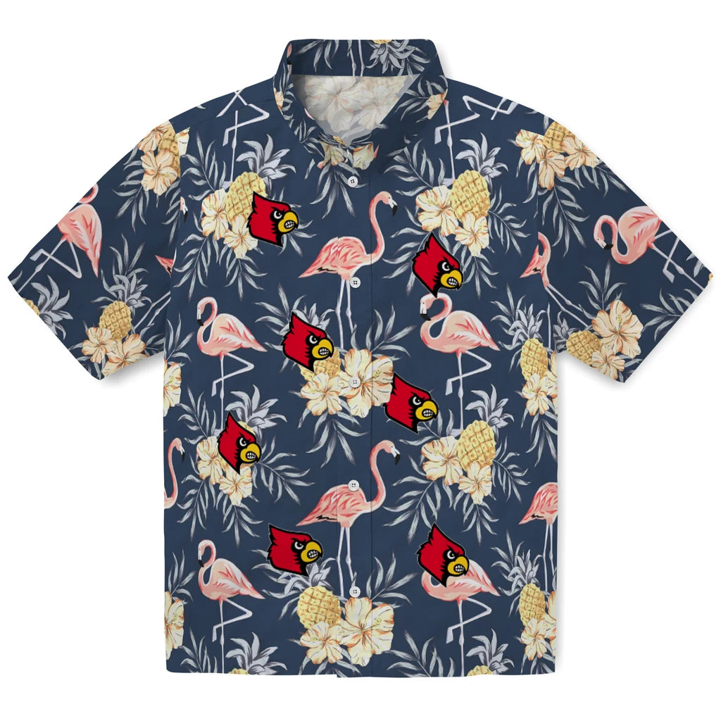 Louisville Cardinals Hawaiian Shirt - Flamingo Hibiscus | Hula Hawaiian Shirts
